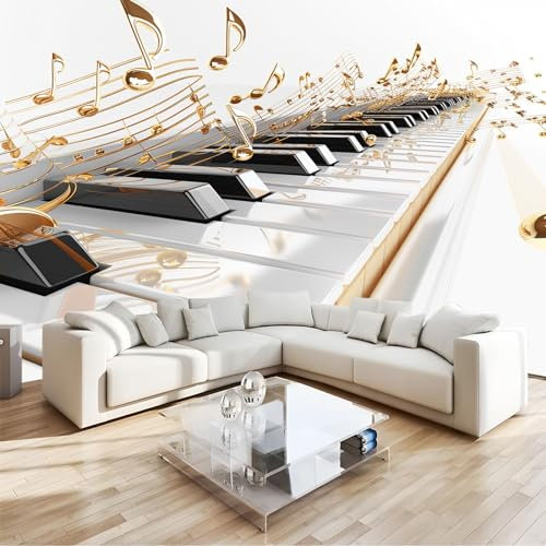 Art Photo Wallpaper Piano Music 400 x 280 cm Child Non-Woven Premium Art Print Fleece Wall Mural Decoration Poster Picture Design Modern Living Room Bedroom