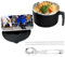 Nivofu Bol Ramen Avec Couvercle, 1200ml Bol Ramen Acier Inoxydable Avec Baguettes Et Cuillère, Bol De Nouilles Instantanées, Bol De Cuiseur Ramen Portable pour Soupe, Pâtes, Boulettes, Salades-Noir