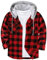 GEEK LIGHTING Men's Plaid Shirt Checked Shirts Mens Flannel Shirt Button Down Long Sleeve with Drawstring Casual Double Chest Pockets Classic Shirt Jacket M Red