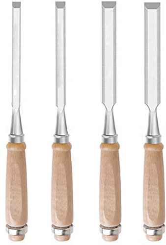 GLJTUO Wood Chisel Professional Wood Chisel Tool Sets Sturdy Chrome Vanadium Steel Chisel Woodworking Tools,Cutter head width - 10mm,12mm,16mm,20mm,4-piece set