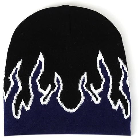 Zghhc Winter Jacquard Beanie Hut Flamme Muster Straße Schädel Kappen Warme Weiche Gestrickte Hut Hip Hop Beanies Für Männer Frauen