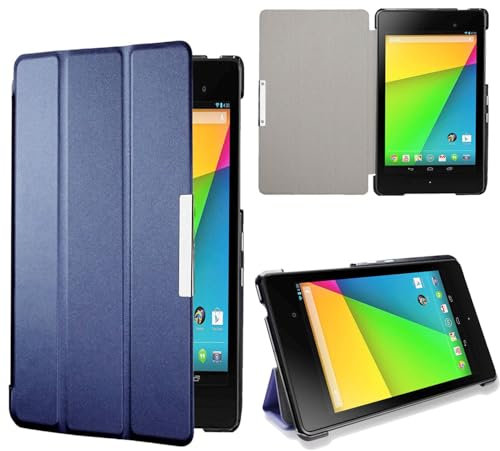 Custodia per Google Nexus 7 FHD 2nd Gen 2013 Release Tablet Smart Case Ultra Sottile Flip Pelle Folio Stand Cover per Google Nexus 7 2rd Cover con Auto Wake/Sleep per Google Nexus 7 2rd Case (Blu)