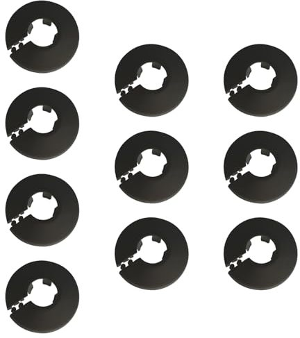 10 rosaces pour tuyaux de chauffage, pour rosaces de recouvrement de 17 mm de diamètre, manchons de tuyaux, radiateurs, pour conduites d'eau, conduites de chauffage, conduites de gaz (noir)
