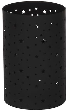 EGLO LIVING Windlicht Lugait, Teelichtglas mit Sternen, Deko Weihnachtstisch Wohnzimmer, Tischdeko Weihnachten, Adventsdeko aus schwarzem Metall, Ø 11 cm, H 17 cm