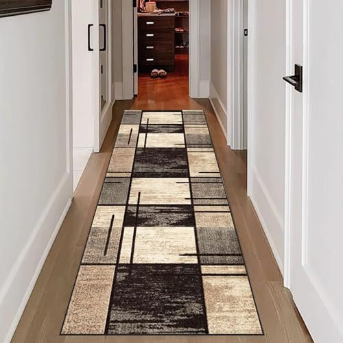 RxueSug Läufer Flur Teppich, Lang 80 x 250 cm Küche Teppich, Bettumrandung Läufer, Modern Flur Läufer Teppich, rutschfest Waschbar, für Wohnzimmer, Flur, Schlafzimmer, Esszimmer