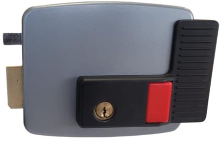 Motic 2035I Cerradura Eléctrica de Seguridad con pulsador para Puertas Exteriores y Garajes - Cierre Automático, posibilidad de conectar apertura con mando o movil, Galvanizada y Blindada MANO IZ