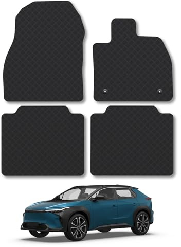 Toyota BZ4X (2022+) Heavy Duty Thick Rubber Car Mats Accessories Tailored Fit Front Rear Set Compatible Accessory Waterproof Durable Non-Slip 5mm Full Coverage Protection with Clips