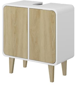 Vicco Mobiletto per lavabo Arla, Bianco/quercia, 60 x 61 cm