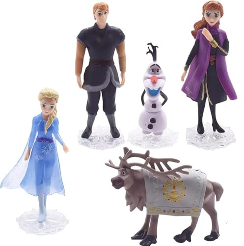 5 PCS Princess Mini Figures, Princess Cake Toppers Cake Decoration, Mini Fro-zen Cupcake Figures Set for Boys Girls Kids Birthday Party Babay Showers Celebration Supplies