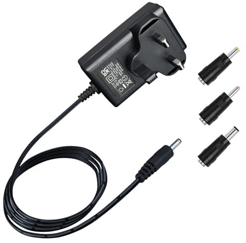 ANLINK 9V 1.5A/1500mA 1.8M Long Power Supply Adapter, AC 100-240V to DC 9V 1.5A Switching Adapter Wall Plug with 3 Tips for Arduino UNO MEGA,Elliptical Machine and More 9Volt Devices,UKCA Certified