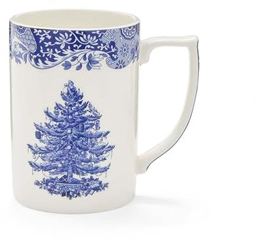 Spode Blue Italian Christmas 12 Ounce Mug | Made in UK, Iconic Christmas Tree Motif, Dishwasher & Microwave Safe, For Hot Cocoa, Tea, Coffee, Elegant Holiday Drinkware