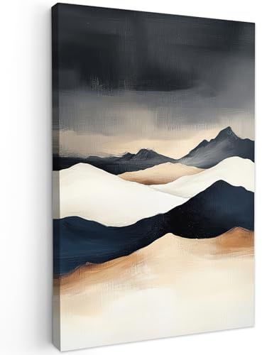 MuchoWow© Wandbilder Groß XXL Schlafzimmer Home Deko Wohnung Bild | 80x120 cm - Wohnzimmer Fotoleinwand Wand Bilder Leinwand Wall Decor Berge - Dunkelblau - Landschaft