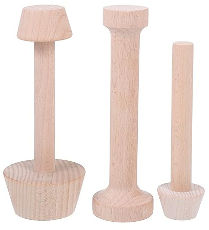 NOLITOY Wood Egg Tart Molds 3pcs Set Wooden Double-Side Tartlet Baking Molds Small and Medium Size DIY Pastry Tools for Egg Tarts and Pies