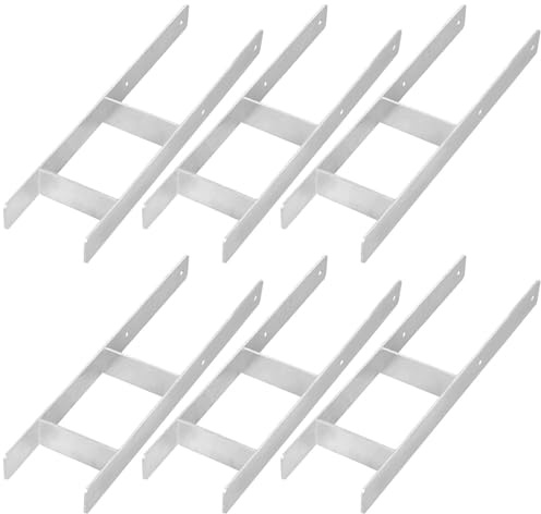 KOTARBAU® H Pfostenträger zum Einbetonieren 150x600 mm, H Anker, 6er Set | Bodenanker, Pfostenanker für Zaunpfosten & Holzbalken, Balkenschuh aus galvanisch verzinktem Stahl, Silber