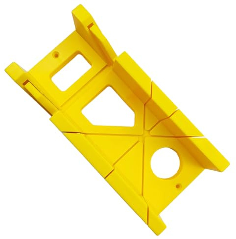 Orizizhic Heavy Duty Mitre Box, 12 Inch Mitre Block with 45 Degree 90 Degree 135 Degree Miter Angles，Yellow Plastic Coving Mitre Tool for Accurate Cutting Woodworking DIY Home Decoration