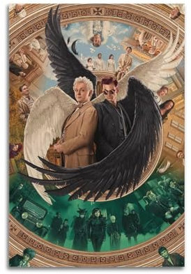 SAHEAWEBWBAE Good Omens Poster, ästhetische Wandkunst, Leinwand, Vintage-Poster, dekoratives Gemälde, Wohnzimmer, Schlafzimmer, Dekoration, 30 x 45 cm, ungerahmter Stil