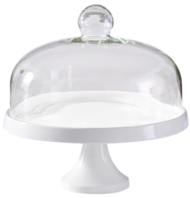 MCLIUJIA Alzatina per Dolci Alzata for Torta con Coperchio in Vetro, Vassoio for Torta Alzata per Desser(White)