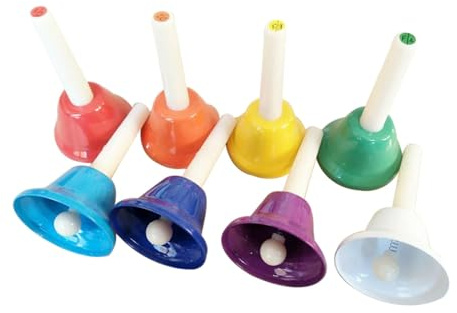 CoudarTitie 8Pcs Hand Glocken Percussion Musical Glocken für Klassenzimmer Party Supplies