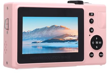 ASHATA 64MP 4K Digitalkamera Camcorder für Fotografie, Videokameras für Dreharbeiten, 10 Filter, Vordere Taschenlampe, Autofokus, 3 Touchscreen, Vlog Digicam für Anfänger (PINK)
