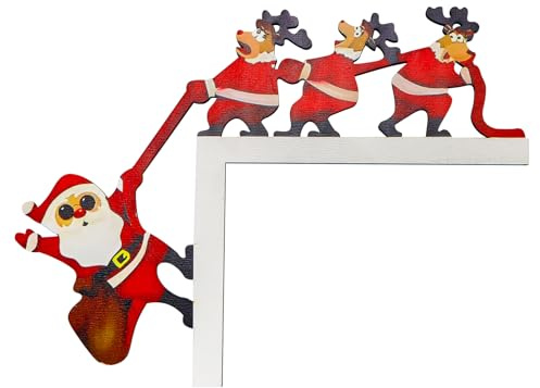 Yooyan Türrahmen Weihnachtsdeko, Weihnachten Rentier Weihnachtsmann Kreativ Türrahmen Dekoration, Weihnachtsdeko für Tür, Fenster, Kamin, Kühlschrank usw.