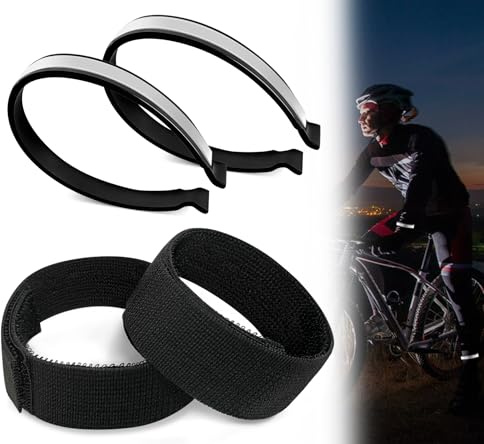 Coco Berming 4 Pièces Serre Pantalon Velo, Universel Pinces à Vélo Réfléchissantes, Bande Pantalon Élastique pour Jogging Cyclisme