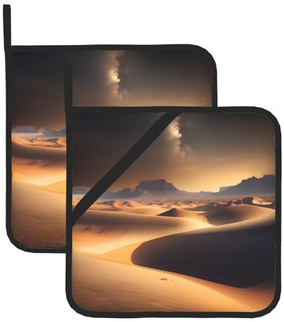 Desert Stars gemusterte hitzebeständige Topfmatte 2-teiliges Set, geeignet für Mikrowelle, Backofen und Grillen im Freien