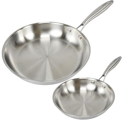 Fackelmann Vita3 Set de Sartenes, incluye Sartén 20 cm y Sartén 26 cm, Acero Inoxidable Triply sin Antiadherente, Libre de PFA, Aptas para Inducción y todo tipo de Cocinas, Aptas para Lavavajillas