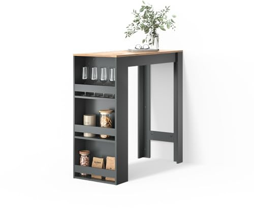 Livinity Bartisch Regusa, Anthrazit/Goldkraft Eiche, 45 x 110 cm