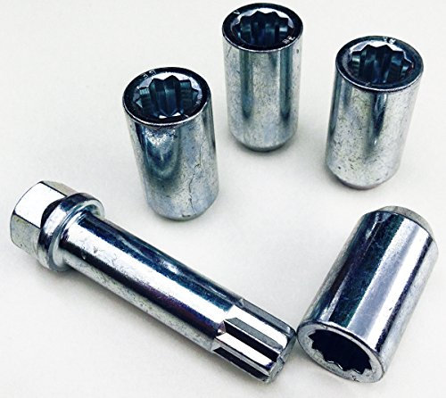 Alloy wheel nuts slim fit Tuner style, Zinc plated M12x1.5 (M12 x 1.5) Taper seat, 17mm hex Star Key. Set of 4 wheel nuts