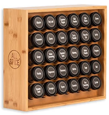 AllSpice Gewürzregal aus Holz, inkl. 30 Gläser 118 ml, Bambusholz