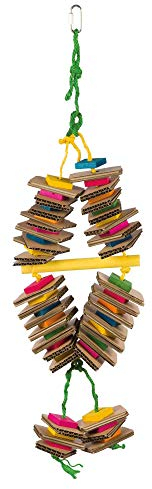 TRIXIE Spielzeug am Sisalseil mit Pappe, Holz, bunt, 18 × 35 cm, bunt