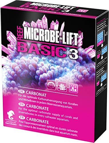 MICROBE-LIFT Basic 3 Carbonat - 500 g - Hochreiner Carbonatzusatz (KH), essentiell für die Korallenversorgung, Wachstum und die Wasserqualität in Meerwasseraquarien.
