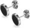 Flongo Ohrstecker Knopf, 10mm Edelstahl Ohrstecker Rund Gestüt Stecker Ohrringe Ohrhänger Fake Tunnel Fake Plug Illusion Fakeplugs Schwarz Silber Elegant Herren, Damen Ohrschmuck