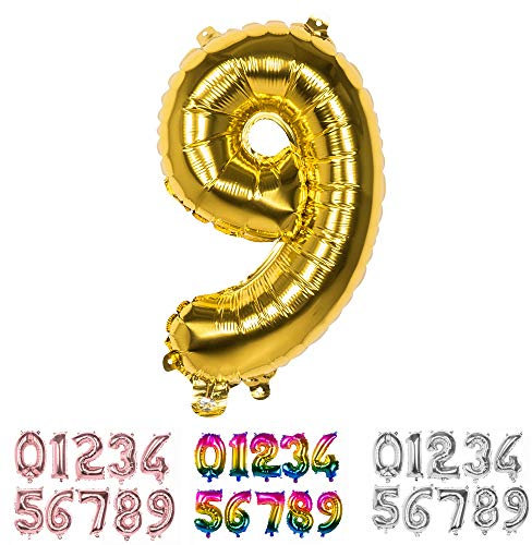 Boland - Folienballon Zahl, Größe 36 cm, Gold, Zahlenballon, Nummer, Ballon, Luft, Geburtstag, Jubiläum, Jubiläumsjahr, Lebensjahr, Überraschungsparty, Kindergeburtstag, Dekoration