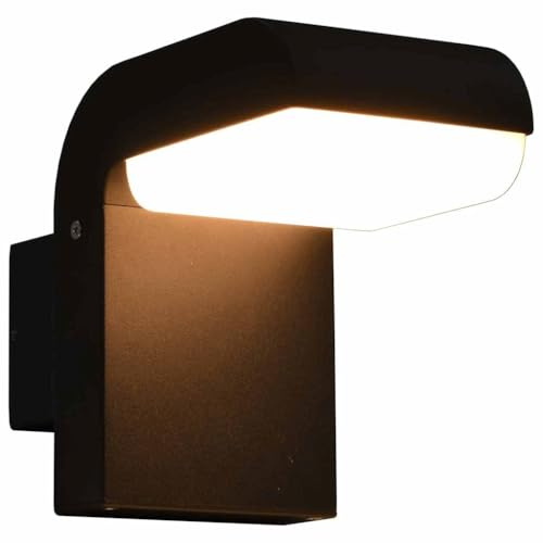 vidaXL Außenleuchte Wandleuchte Außenwandleuchte Wandlampe Außenlampe Gartenlampe Gartenleuchte Leuchte Wandbeleuchtung LED 9 W Schwarz Oval