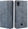 HualuBro Handyhülle für LG K20 2019 Hülle, Retro Leder Brieftasche Tasche Schutzhülle Handytasche LederHülle Flip Case Cover für LG K20 2019 - Blau