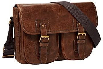 Fossil Tasche für Männer Greenville, Ökoleder/Ökoleder, PolyesterGurtbandbesatz Messenger cognac 31,2 cm L x 6,4 cm B x 23,5 cm H MBG9557222