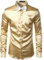 PARKLEES Chemise à manches longues en satin brillant similaire à de la soie - pour homme - pour fête, soirée disco, bal de promo, champagne, XL