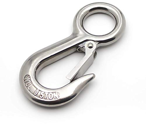 POFET Heavy Duty American Cargo Hook Carico di lavoro 500KG,0.2T-304 Acciaio Inox Grande Occhio