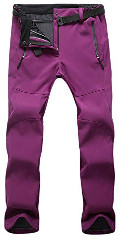 Pantaloni da Trekking Impermeabili Softshell Invernale da Unisex Pantaloni Foderati in Pile Pantaloni da Arrampicata Escursionismo Termici da Sci,Fucsia-Donne,S