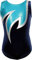 Gymnastikanzug Turnanzug Modell Java Spezial Samt & Glitzerlycra Kurzarm Turnbody, Größe:158-164, Farbe:Blau/Weiß/Türkis