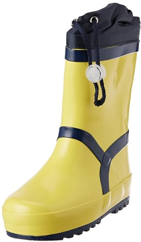 Playshoes Stivali Imbottiti In Gomma, Unisex - Bambini e ragazzi, Giallo Navy, 33 EU