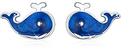 Wal Ohrringe 925 Sterling Silber blaue Fisch Ohrstecker Wal Emaille Ohrringe Hypoallergene Tier Ohrstecker Wal Schmuck für Damen Mädchen Kinder