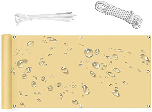 QIAOH Brise Vue Balcon 65cm x 100cm, Brise-Vue Et Pare-Soleil pour Jardin, Toile Brise Vue Exterieur, avec Oeillets Et Cordons, Coupe-Vent, Anti-UV, Résistant Aux Intempéries