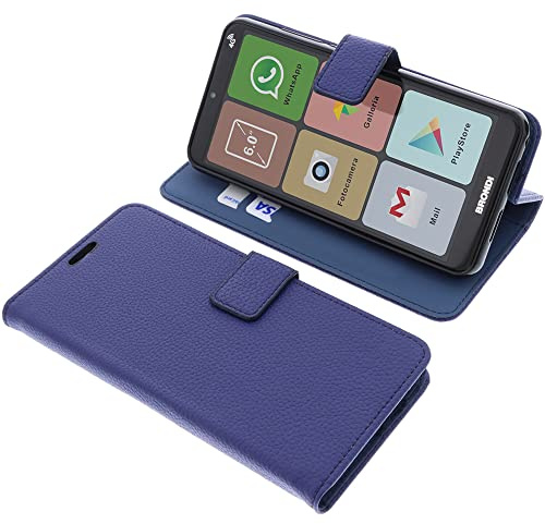 foto-kontor Custodia a Libro Compatibile con Brondi Amico Smartphone XL Nero Cover di Colore Blu/Azzurro