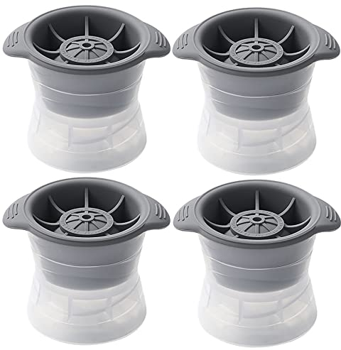 PIPITA 4 stampi circolari per pallina da hockey di ghiaccio, 7,5 cm, stampo in silicone per sfere di ghiaccio per bicchieri da whisky, bicchieri in cristallo per bourbon, stampi per ghiaccio per freezer, utensili da cucina