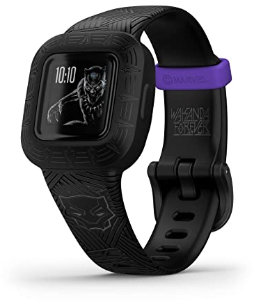 Garmin [renewed] vívofit jr. 3 Marvel Black Panther –wasserdichter,digitaler Aktivitätstracker für Kinder ab 4 Jahren, großes 1,4cm Display,Notfallkontakt,bis 1 Jahr Batterielaufzeit [Generalüberholt]