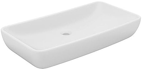 vidaXL Lavabo de Luxe Rectangulaire Vasque à Poser de Toilette Lave-mains de Salle de Bain Salle de Cosmétiques Maison Blanc Mat 71x38 cm Céramique