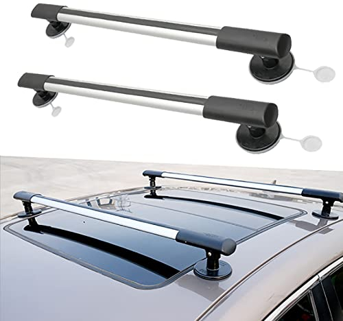 Janefer care Universal-Dachträger-Querträger, Saugnapf 10 cm Durchmesser, verstellbare Aluminium-Gepäckquerträger, für Auto-SUV ohne Dachseitenschiene, zerstörungsfreie Installation,A(88-103CM)