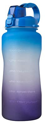 sports water cup Water Bottle 64OZ 2L With Unique Timeline Measurements Goal Sports Portable Gym Jug Water Bottle With Straw (Capacity : 2.0L 64oz, Color : Blue purple)